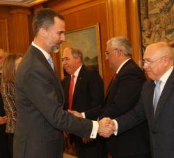 Don Felipe recibe el saludo del vicepresidente ejecutivo de la CRUE