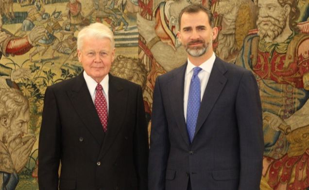 Su Majestad el Rey junto al Presidente de la República de Islandia, Ólafur Ragnar Grímsson, momentos antes del encuentro