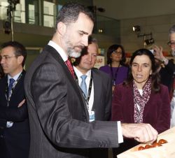 Su Majestad el Rey durante su recorrido por los stands expuestos en el Palacio de Congresos de Valencia
