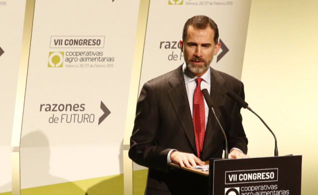 Su Majestad el Rey durante su intervención en la clausura del VII Congreso de Cooperativismo Agroalimentario