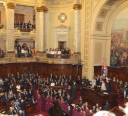Vista interior del Palacio Legislativo momentos antes del inicio de la ceremonia de toma de posesión del Presidente Electo de la República Oriental de