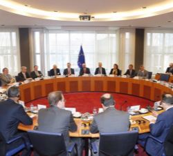 Vista general de la reunión con los representantes de los Grupos Políticos del Parlamento Europeo.