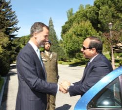 Su Majestad el Rey recibe el saludo del Presidente de la República Árabe de Egipto, Abdel Fattah Al-Sisi