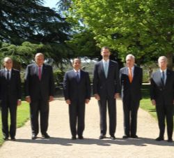 Don Felipe, junto al Presidente Al-Sisi, los ministros de Asuntos Exteriores de ambos países, nuestro embajador en la República Árabe de Egipto y el a
