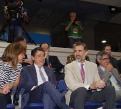 Don Felipe en el palco del Palacio de los Deportes de la Comunidad de Madrid momentos antes de comenzar la Final