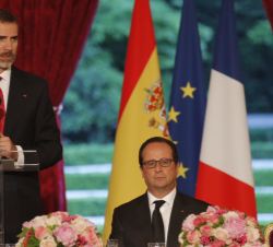 Don Felipe durante su intervención en la Cena de Gala ofrecida por el Presidente de la República Francesa en honor de Sus Majestades los Reyes
