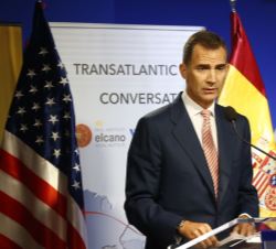 Don Felipe, durante su intervención en el seminario "Una conversación transatlántica"