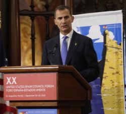 Su Majestad el Rey, durante su intervención en la cena inaugural del XX Foro España-Estados Unidos