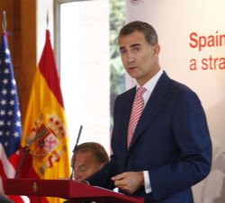 Su Majestad el Rey, durante su intervención en la reunión de trabajo con empresarios estadounidenses.