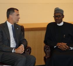 El Rey Don Felipe y el Presidente de Nigeria, Muhammdu Buhari, durante su encuentro