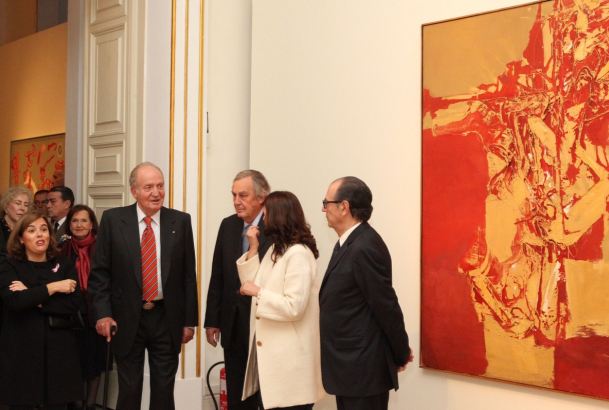 Don Juan Carlos, la vicepresidenta del Gobierno y ministra de la Presidencia, el presidente del Consejo de Administración de Patrimonio Nacional, la c