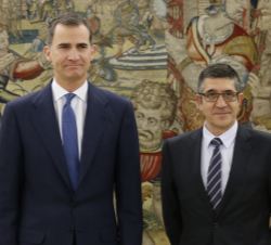 Don Felipe, con el presidente del Congreso de los Diputados, Patxi López