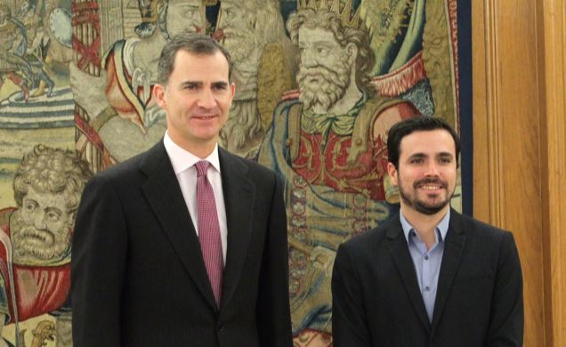 Su Majestad el Rey con el representante de Unidad Popular: Izquierda Unida, Unidad Popular en Común (IU-UPeC), Alberto Garzón Espinosa 