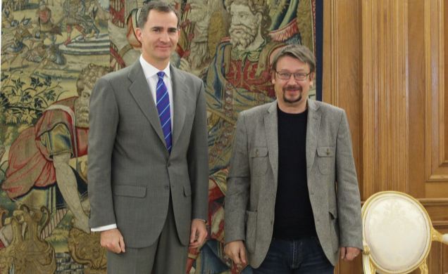 Su Majestad el Rey con Francesc Xavier Domènech Sampere, representante de En Comú-Podem (EN COMÚ)