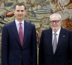 Su Majestad el Rey con el presidente de la Asamblea Parlamentaria del Consejo de Europa, Pedro Agramunt Font de Mora