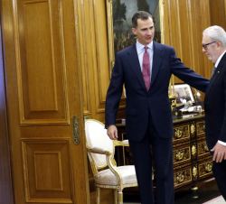 Su Majestad el Rey con el presidente de la Asamblea Parlamentaria del Consejo de Europa, Pedro Agramunt Font de Mora