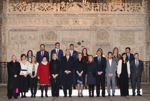 Doña Sofía con los miembros del Grupo de Ciudades Patrimonio de la Humanidad de España