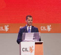 Su Majestad el Rey, durante su intervención en la inauguración del VII Congreso Internacional de la Lengua Española