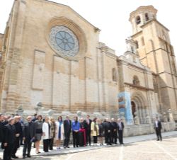 Doña Sofía momentos antes de la visita a la Colegiata de Santa María la Mayor