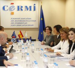 Su Majestad la Reina durante la reunión de trabajo del CERMI