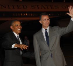 Saludo de Su Majestad Rey y el Presidente de los EE.UU., Barack Obama