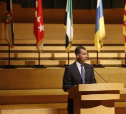 Su Majestad el Rey, en el Auditorio de Barcelona, durante su intervención