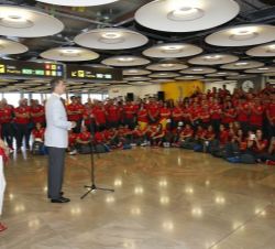 Su Majestad el Rey, durante las palabras que dirigió a los deportistas españoles