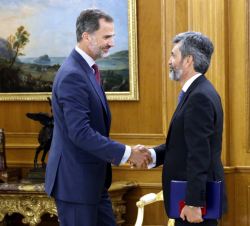 Su Majestad el Rey recibe el saludo del presidente del Tribunal Supremo y del Consejo General del Poder Judicial, Carlos Lesmes