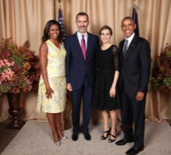 Sus Majestades los Reyes con el presidente Barack Obama y su esposa Michelle