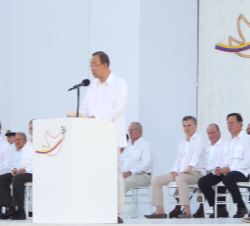 Vista general del centro de Convenciones de Cartagena de Indias durante las palabras del secretario general de las Naciones Unidas, Ban Ki-Moon
