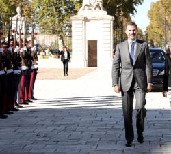 Sus Majesyades los Reyes a su llegada al Palacio Real de Arajuez