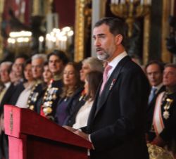 Don Felipe durante sus palabras en la recepción al Cuerpo Diplomático
