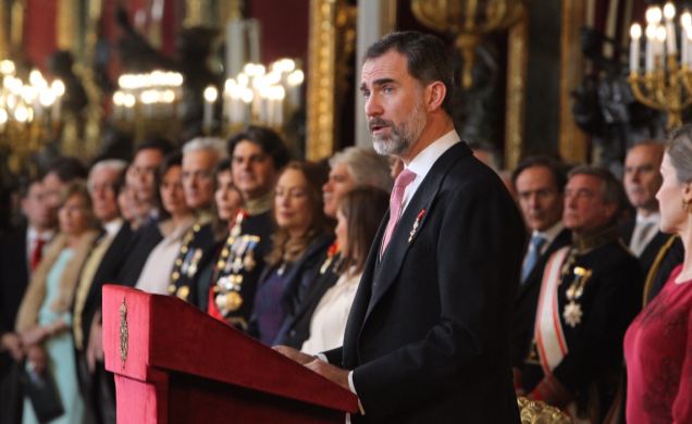 Don Felipe durante sus palabras en la recepción al Cuerpo Diplomático