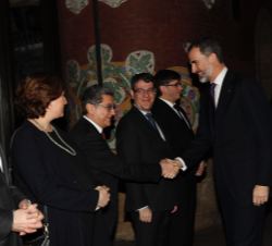 Su Majestad el Rey recibe el saludo del delegado del Gobierno en la Camunidad Autónoma de Cataluña, Josep Enric Millo
