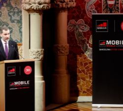 Su Majestad el Rey durante su intervención en el Mobile World Congress 2017