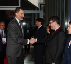 Su Majestad el Rey recibe el saludo del ministro de Energía, Turismo y Agenda Digital, Álvaro Nadal