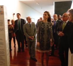 Doña Letizia durante su recorrido por paneles sobre discapacidad y mujer