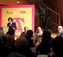 El premiado, José Antonio Morante, durante las palabras de agradecimiento por el galardón recibido