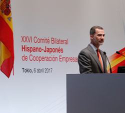 Su Majestad el Rey durante sus palabras en la XXVI reunión del Comité Bilateral Hispano-Japonés de cooperación empresarial