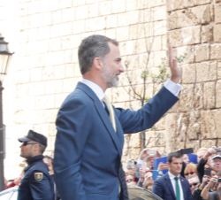 Su Majestad el Rey a su llegada a la Catedral de Mallorca, en Palma