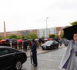 Su Majestad la Reina a su llegada a la Universidad Cardenal Herrera (CEU-UCH), en Alfara del Patriarca de Valencia