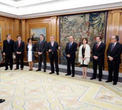 Su Majestad el Rey durante el desarrollo de la audiencia con el equipo rectoral de la Universdad Politécnica de Madrid