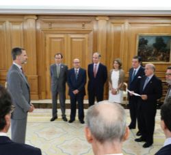 Su Majestad el Rey durante la audiencia a la Junta Directiva del Club de Exportadores e Inversores Españoles 