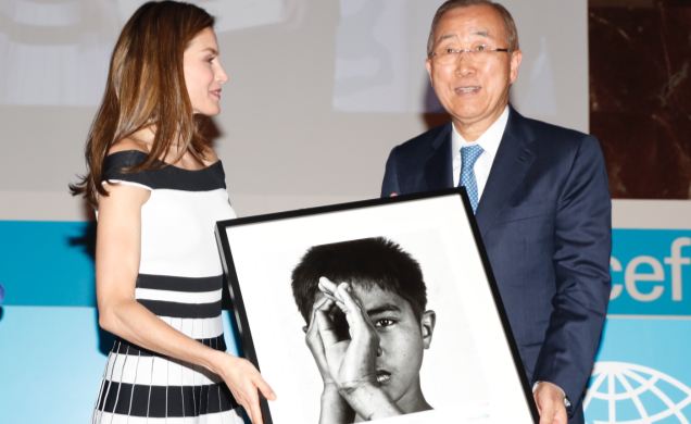 Su Majestad la Reina entrega el Premio "Joaquín Ruiz-Giménez" al ex secretario general de las Naciones Unidas, Ban Ki-moon