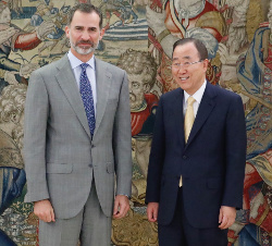 Su Majestad el Rey recibe al ex secretario general de las Naciones Unidas, Ban Ki-moon