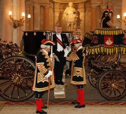 El embajador de la República de Panamá, Milton Cohen Henríquez Sasso, llega al Palacio Real de Madrid para presentar sus Cartas Credenciales a Su Maje