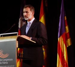 Su Majestad el Rey durante su intervención en el Palacio de Congresos de Palma