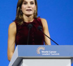 Su Majestad la Reina durante su intervención en el Official World Cancer Leaders’ Summit