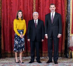 Sus Majestades los Reyes con el Presidente de Palestina, Mahmoud Abbas
