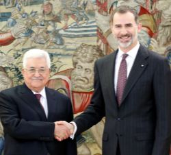 Su Majestad el Rey y el Presidente de Palestina, Mahmoud Abbas